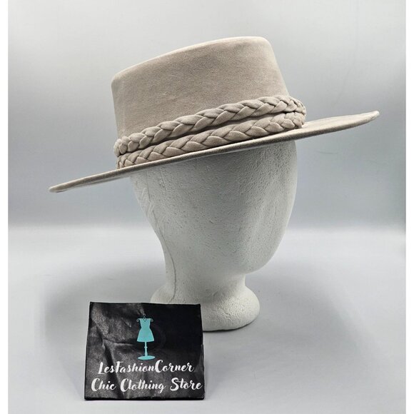 Anthropologie ASN Accessories - Anthropologie ASN Cordobes Hat Light Gray Faux Suede Braided Boho One Size 3233